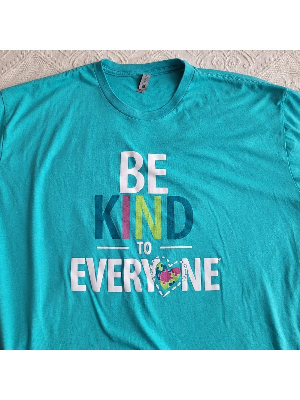 AUTISM BE KIND TO EVERYONE GRAPHIC T-SHIRT PUZZLE PIECE TEAL UNISEX XXL